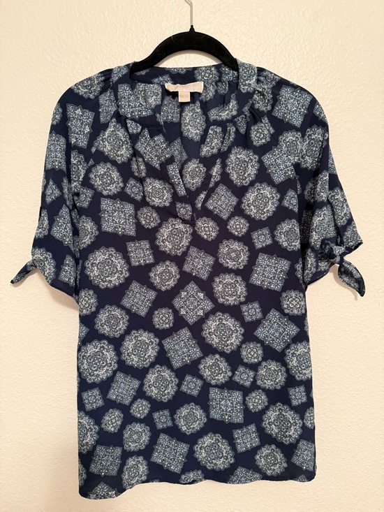 MICHAEL Michael Kors Tops - Size Small Michael Kors Navy Blue Patterned Women's Blouse